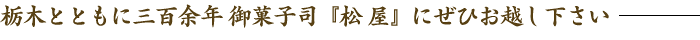 栃木とともに三百余年 御菓子司『松屋』にぜひお越し下さい